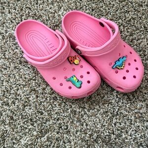 CROCS  Pink Sandals with Animal Charms